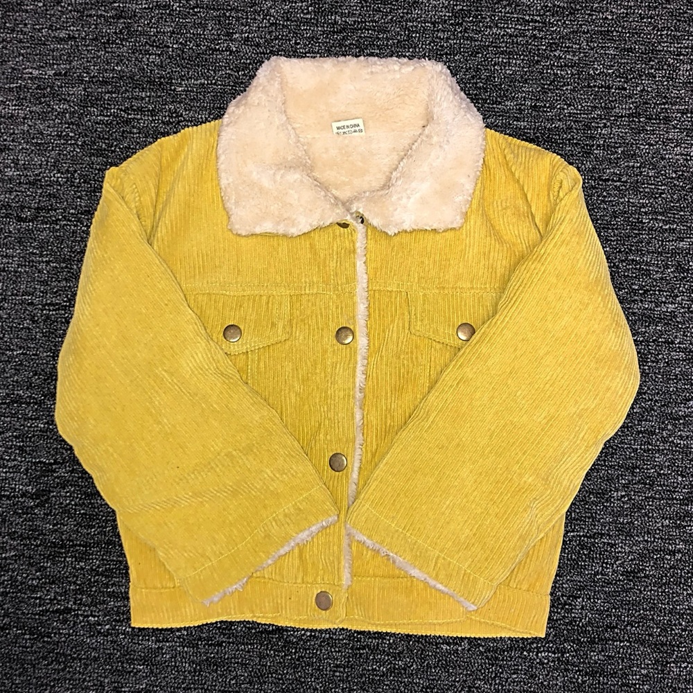 Kids Lime Faux Fur Lined Trucker Jacket